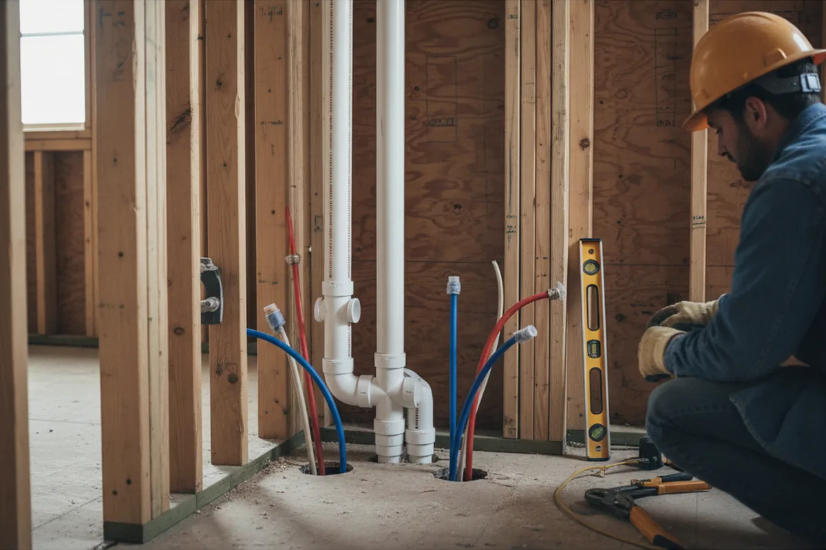Drain and supply rough-in during Leak Detection in Elgin